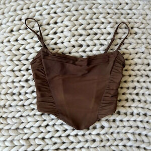 WHITE FOX Mesh Cowl Corset Top Small